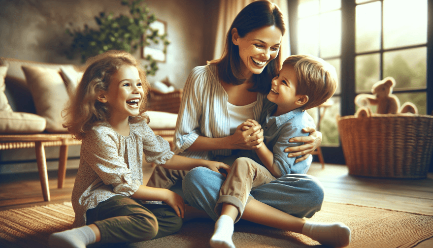 woman taking care of her children